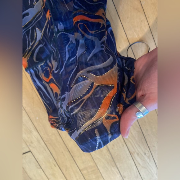 SOLD | Strapless Midi, Sheer Mesh Fire and Water Dress - Picture 3 of 5